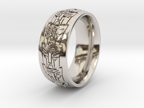 ROBOT RING 2 all sizes in Rhodium Plated Brass: 10.5 / 62.75
