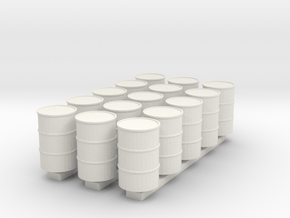 'HO Scale' - (15) 55 Gallon Drums in White Natural Versatile Plastic