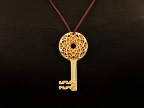 Syil Key Pendant (#2421) in Polished Gold Steel