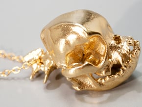 Pug Dog Skull Pendant  in Tan Fine Detail Plastic