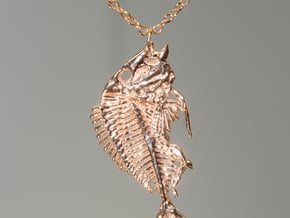 Littlehead Porgy Fish Skeleton Pendant in Natural Brass
