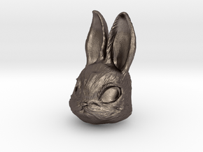 Rabbit Head in Polished Bronzed Silver Steel