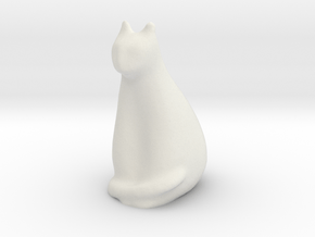 Cat Sculpture in White Natural Versatile Plastic: Small