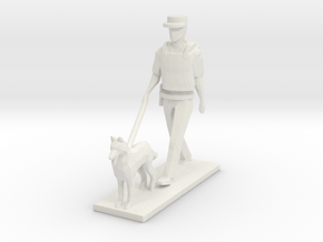 Police Walking with Dog K-9 (Summer in Paris) in White Natural Versatile Plastic: 1:60