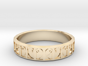 Fractal Curve Ring 22mm in 14K Yellow Gold