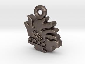 Aztec Herb Pendant in Polished Bronzed Silver Steel
