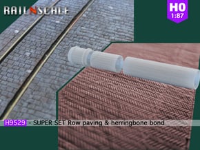 SUPER SET Row paving & herringbone bond rollers H0 in Gray Fine Detail Plastic