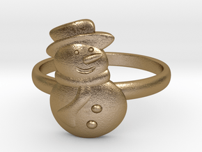 Snowman Ring in Polished Gold Steel: 4.5 / 47.75