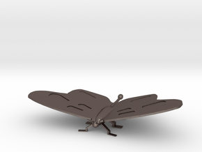 Butterfly Sculpture in Polished Bronzed Silver Steel