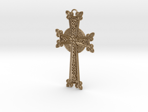 Celtic-Cross-Necklace in Polished Gold Steel