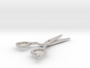 Hairdresser Scissors Pendant in Rhodium Plated Brass