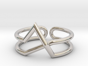 Continuous Geometric Ring  in Rhodium Plated Brass: 6 / 51.5