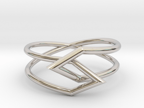 Interlocking Triangles Ring in Rhodium Plated Brass: 8 / 56.75