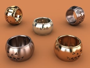 Pumpkin Ring 19mm in Polished Bronzed Silver Steel