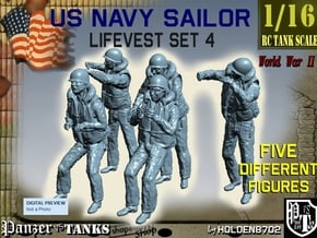 1-16 US Navy Sailor Set 4 in White Natural Versatile Plastic