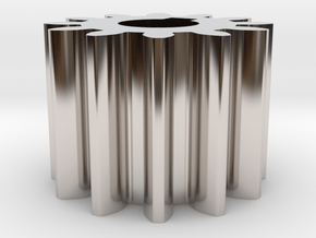 Cylindrical gear M1 Z12 Alfa20 Beta0 b10 HoleØ5 K2 in Platinum