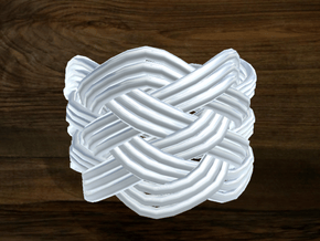 Turk's Head Knot Ring 6 Part X 7 Bight - Size 3.75 in White Natural Versatile Plastic