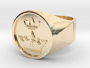 Ring US 12 Crown R for Ring in 14k Gold Plated Brass