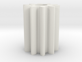 Cylindrical gear Mn=1 Z=10 - Alfa=20° Beta=0° b=15 in White Natural Versatile Plastic