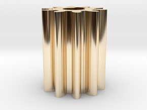 Cylindrical gear Mn=1 Z=10 - Alfa=20° Beta=0° b=15 in 14k Gold Plated Brass