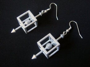 Physics Force-Body Diagram Earrings in White Processed Versatile Plastic