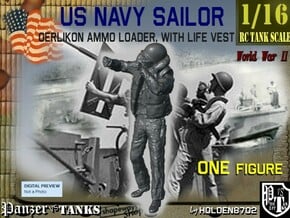 1-16 USN Sailor Oerlikon Ammo-2 in White Natural Versatile Plastic