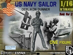 1-16 USN Sailor Oerlikon Gun-3 in White Natural Versatile Plastic