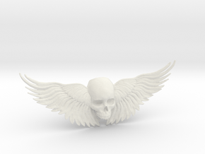 Winged Skull ring  in White Natural Versatile Plastic: 11 / 64