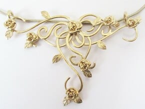 Romantic rose necklace  in Natural Brass