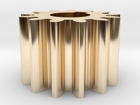 Cylindrical gear Mn=1 Z=13 AP20° Beta0° b=10 HoleØ in 14k Gold Plated Brass