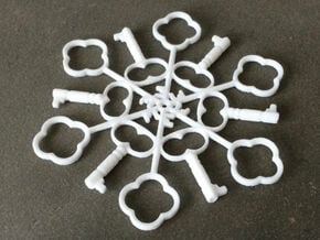 Snowflake Key Decoration in White Natural Versatile Plastic