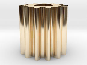 Cylindrical gear Mn=1 Z=13 AP20° Beta0° b=15 HoleØ in 14k Gold Plated Brass
