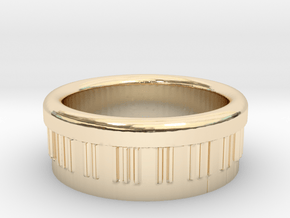 Piano Ring Ø0.805 inch - Ø20.44 mm in 14k Gold Plated Brass