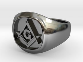 Masonic Signet ring  in Fine Detail Polished Silver: 9.5 / 60.25