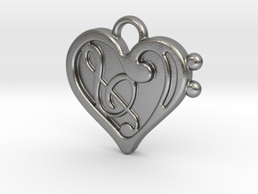 Musical Heart Pendant in Natural Silver