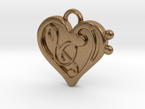 Musical Heart Pendant in Natural Brass
