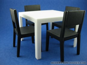 Quatro Modern Dining Table 1:12 scale in White Processed Versatile Plastic