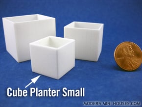 Cube Planter Small 1:12 scale in White Processed Versatile Plastic