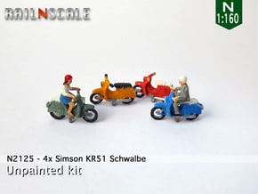 4x Simson KR51 Schwalbe (N 1:160) in Gray Fine Detail Plastic