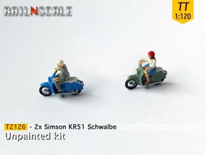 2x Simson KR51 Schwalbe (TT1:120) in Gray Fine Detail Plastic