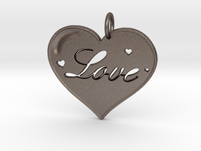 i 4 Love Pendant in Polished Bronzed Silver Steel