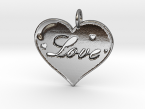 i 4 Love Pendant in Polished Silver