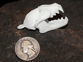  Bat Skull Pendant - 50mm in White Natural Versatile Plastic