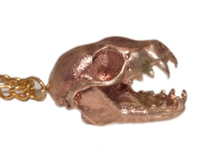  Bat Skull Pendant - 50mm in Natural Brass