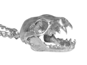  Bat Skull Pendant - 50mm in Natural Silver