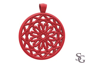 Round mashrabiya pendant in Red Processed Versatile Plastic