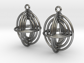 Concentric Borromean -- Precious Metal Earrings in Polished Silver