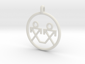 Brothers Symbols Native American Jewelry Pendant in White Natural Versatile Plastic