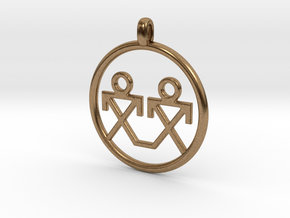 Brothers Symbols Native American Jewelry Pendant in Natural Brass