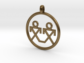 Brothers Symbols Native American Jewelry Pendant in Natural Bronze